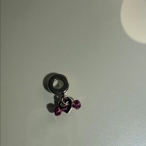 Pandora Silver Heart Dumbbell Charm with Purple Accents